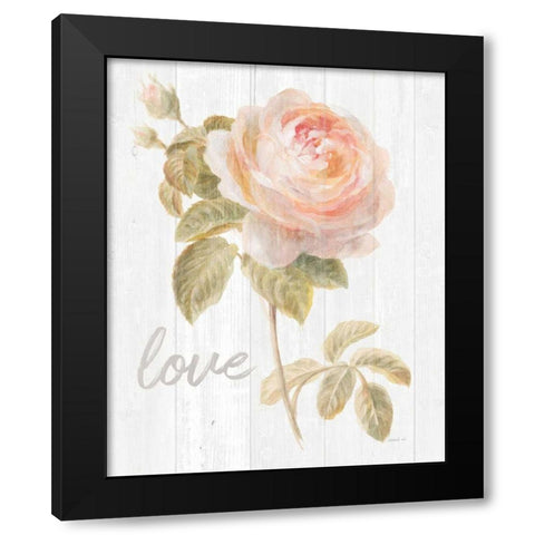 Garden Rose on Wood Love Black Modern Wood Framed Art Print with Double Matting by Nai, Danhui