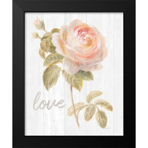 Garden Rose on Wood Love Black Modern Wood Framed Art Print by Nai, Danhui