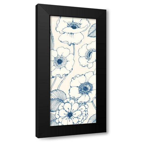 Pen and Ink Flowers on cream Panel II Black Modern Wood Framed Art Print with Double Matting by Wild Apple Portfolio