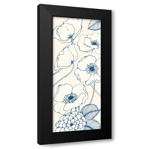 Pen and Ink Flowers on cream Panel III Black Modern Wood Framed Art Print with Double Matting by Wild Apple Portfolio