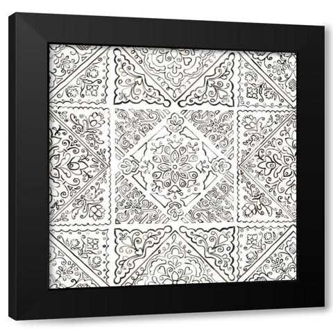 Sunny Bouquet Pattern IIIB Black Modern Wood Framed Art Print with Double Matting by Grove, Beth
