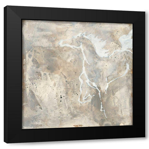 White Horse II Black Modern Wood Framed Art Print with Double Matting by Paschke, Chris