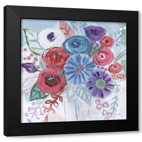 Floral Jewels II Black Modern Wood Framed Art Print with Double Matting by Zaman, Farida