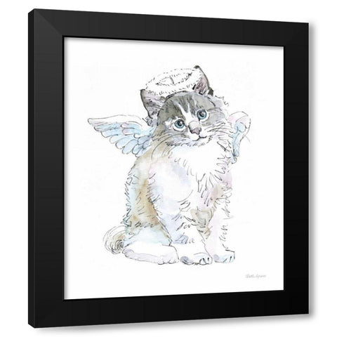 Christmas Kitties I Black Modern Wood Framed Art Print with Double Matting by Grove, Beth