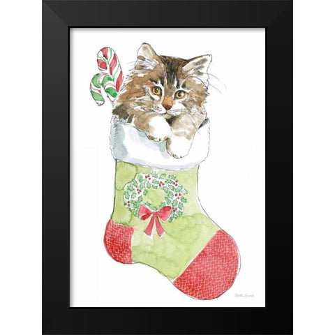 Christmas Kitties IV Black Modern Wood Framed Art Print by Grove, Beth