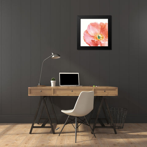 Garden Poppy Flipped on White Crop Black Modern Wood Framed Art Print by Nai, Danhui