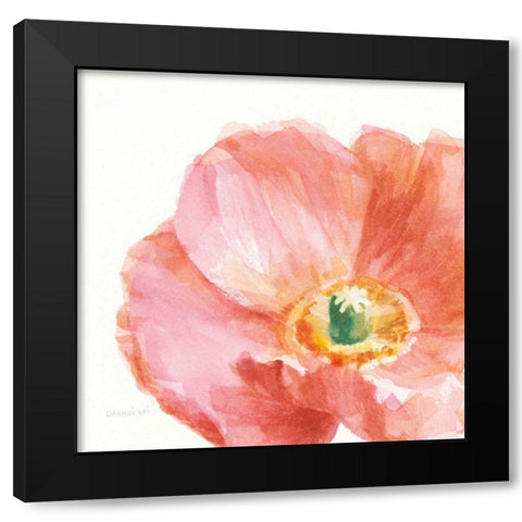 Garden Poppy Flipped on White Crop Black Modern Wood Framed Art Print with Double Matting by Nai, Danhui