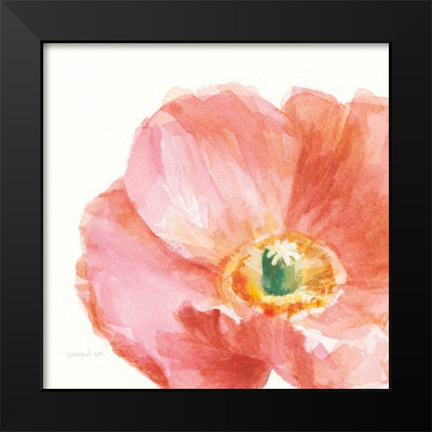 Garden Poppy Flipped on White Crop Black Modern Wood Framed Art Print by Nai, Danhui