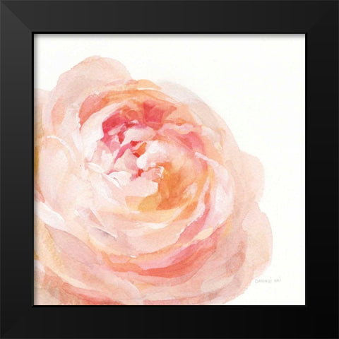 Garden Rose on White Crop Black Modern Wood Framed Art Print by Nai, Danhui