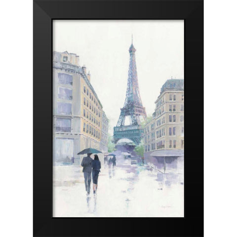Walking in the Rain Black Modern Wood Framed Art Print by Tillmon, Avery