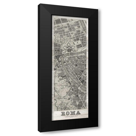 Roma Map Panel in Wood Black Modern Wood Framed Art Print with Double Matting by Wild Apple Portfolio