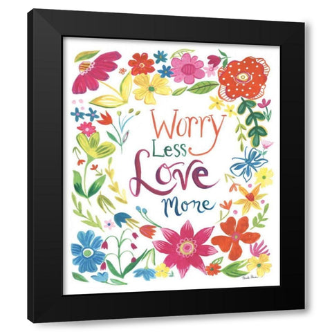 Floral Quote I Black Modern Wood Framed Art Print with Double Matting by Zaman, Farida