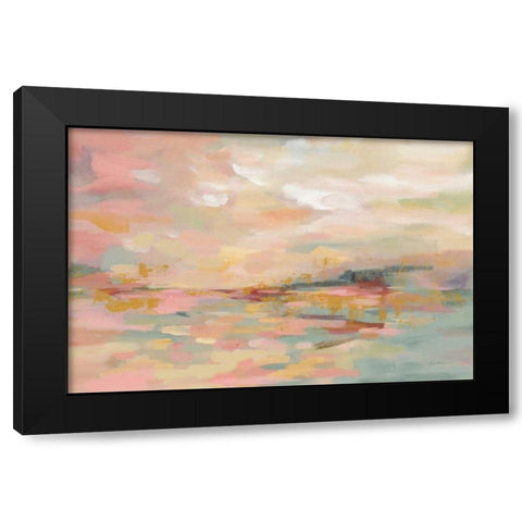 Pink Waves Black Modern Wood Framed Art Print with Double Matting by Vassileva, Silvia