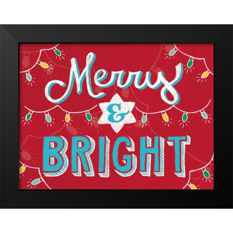 Merry and Bright v2 Black Modern Wood Framed Art Print by Urban, Mary