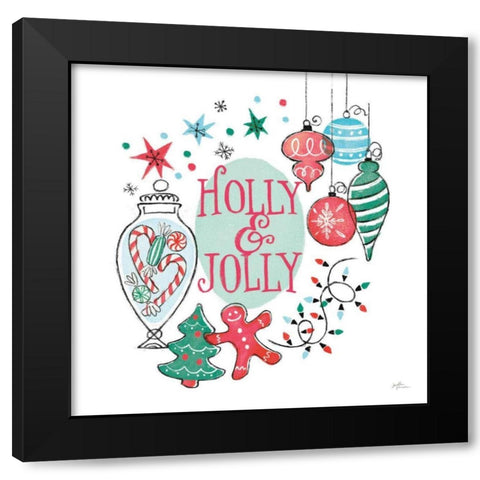 Retro Christmas IV v2 Black Modern Wood Framed Art Print with Double Matting by Penner, Janelle