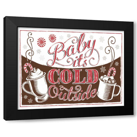 Merry Little Christmas I Brown Black Modern Wood Framed Art Print with Double Matting by Penner, Janelle