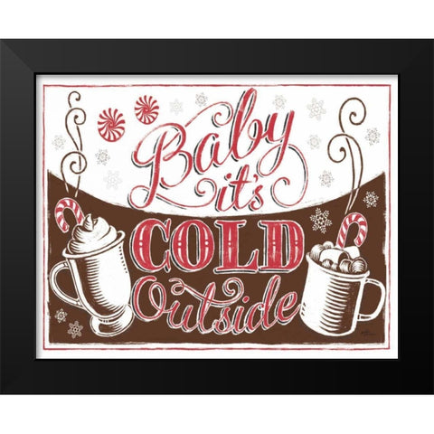 Merry Little Christmas I Brown Black Modern Wood Framed Art Print by Penner, Janelle