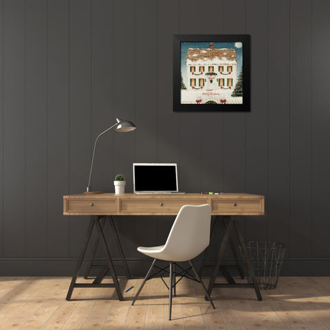 Merry Lil House Sq Merry Christmas Black Modern Wood Framed Art Print by Brown, David Carter