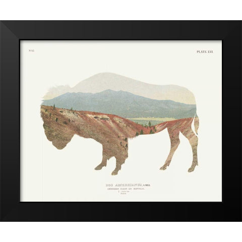 American Southwest Buffalo Black Modern Wood Framed Art Print by Wild Apple Portfolio