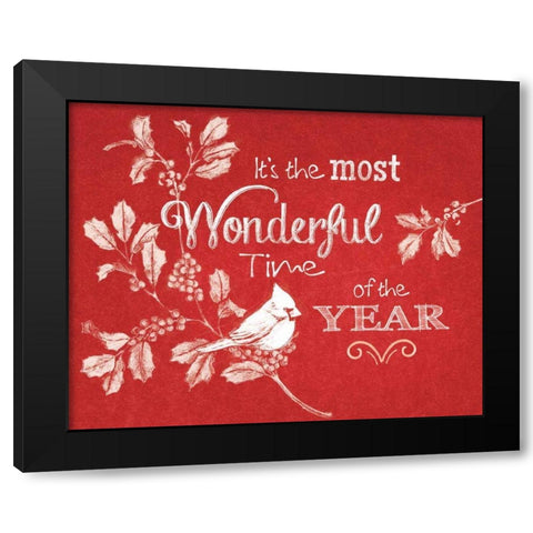Chalkboard Christmas Sayings VI on red Black Modern Wood Framed Art Print with Double Matting by Grove, Beth