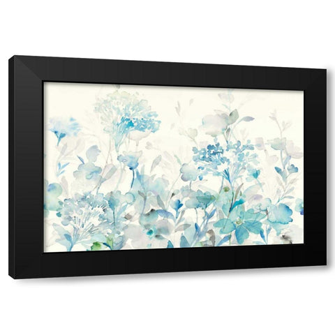 Translucent Garden Blue Crop Black Modern Wood Framed Art Print by Nai, Danhui