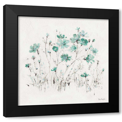 Wildflowers II Turquoise Black Modern Wood Framed Art Print by Audit, Lisa