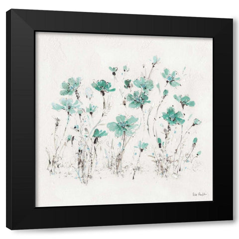 Wildflowers III Turquoise Black Modern Wood Framed Art Print with Double Matting by Audit, Lisa