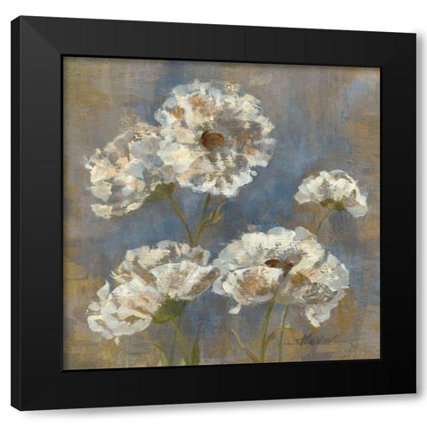 Flowers in Morning Dew I Black Modern Wood Framed Art Print with Double Matting by Vassileva, Silvia