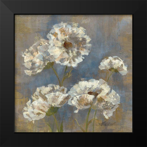 Flowers in Morning Dew I Black Modern Wood Framed Art Print by Vassileva, Silvia