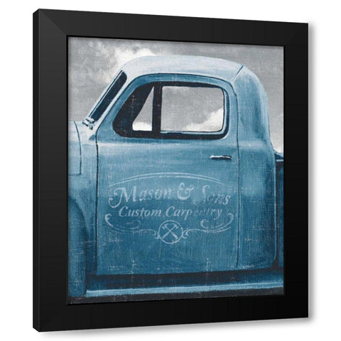 Lets Go for a Ride II Vintage Blue Black Modern Wood Framed Art Print with Double Matting by Wiens, James