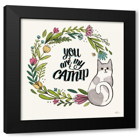 Purrfect Garden VI Black Modern Wood Framed Art Print with Double Matting by Penner, Janelle