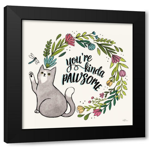 Purrfect Garden VIII Black Modern Wood Framed Art Print with Double Matting by Penner, Janelle