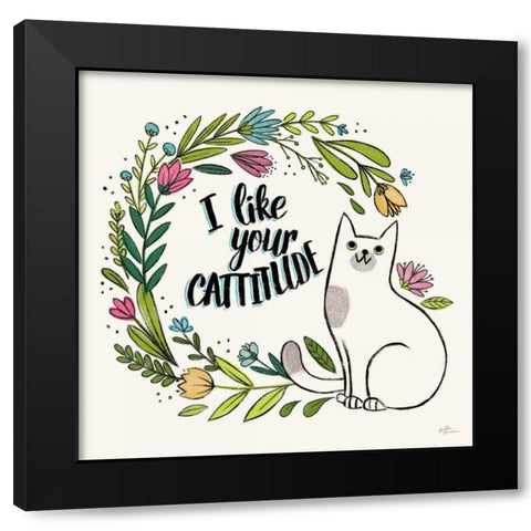 Purrfect Garden IX Black Modern Wood Framed Art Print with Double Matting by Penner, Janelle