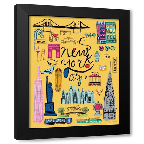 Travel NYC Black Modern Wood Framed Art Print with Double Matting by Zaman, Farida