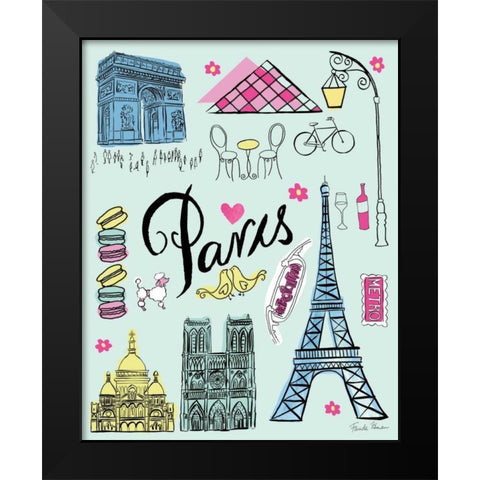 Travel Paris Black Modern Wood Framed Art Print by Zaman, Farida