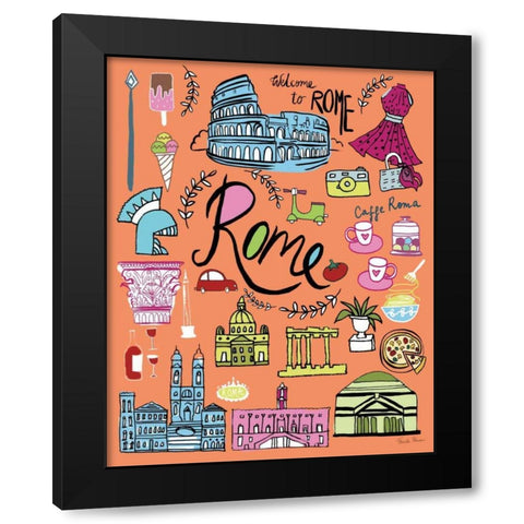 Travel Rome Black Modern Wood Framed Art Print with Double Matting by Zaman, Farida