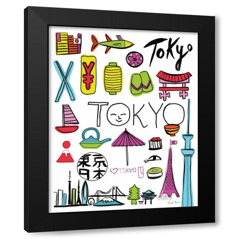 Travel Tokyo Black Modern Wood Framed Art Print by Zaman, Farida