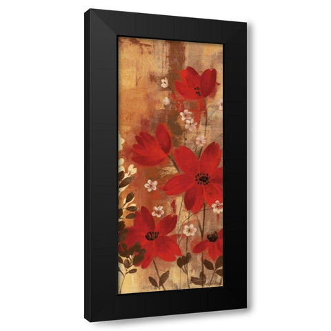 Floral Symphony Red I Black Modern Wood Framed Art Print with Double Matting by Vassileva, Silvia