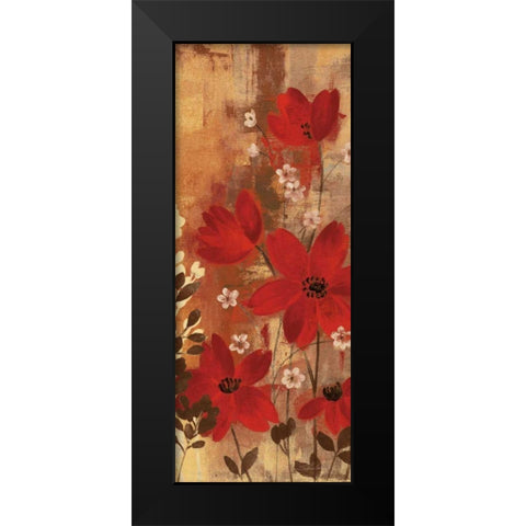 Floral Symphony Red I Black Modern Wood Framed Art Print by Vassileva, Silvia