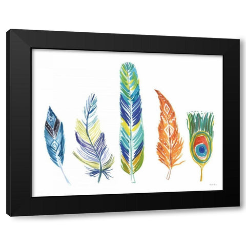 Rainbow Feathers III Black Modern Wood Framed Art Print by Zaman, Farida