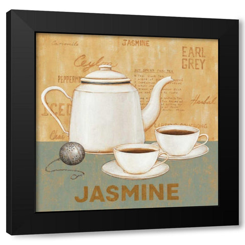 Jasmine Tea Teal Black Modern Wood Framed Art Print by Brown, David Carter