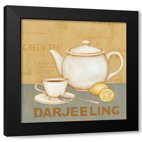Darjeeling Tea Teal Black Modern Wood Framed Art Print by Brown, David Carter