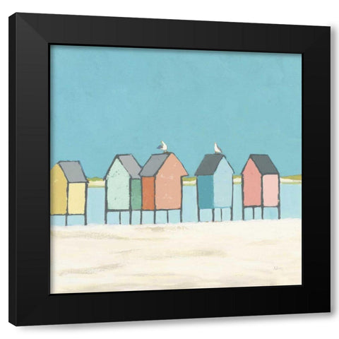 Cabanas II Pastel Black Modern Wood Framed Art Print with Double Matting by Adams, Phyllis