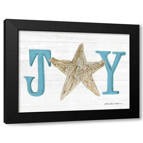 Coastal Holiday Ornament X Joy Black Modern Wood Framed Art Print with Double Matting by McKenna, Kathleen Parr