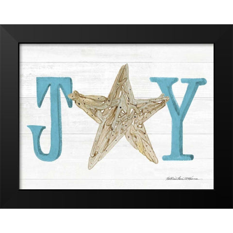 Coastal Holiday Ornament X Joy Black Modern Wood Framed Art Print by McKenna, Kathleen Parr