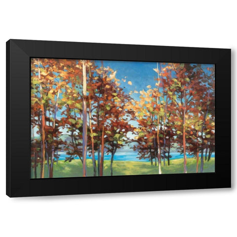 Kaleidoscope Bright Blue Black Modern Wood Framed Art Print with Double Matting by Purinton, Julia