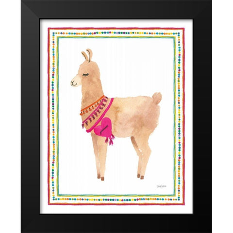 La La Llama IV Black Modern Wood Framed Art Print by Jackson, Jenaya