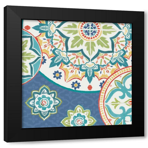 Colorful Journey II Blue Black Modern Wood Framed Art Print with Double Matting by Pela Studio