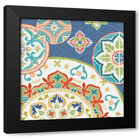 Colorful Journey III Blue Black Modern Wood Framed Art Print with Double Matting by Pela Studio