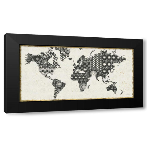 Kami Map Black Modern Wood Framed Art Print with Double Matting by Lovell, Kathrine